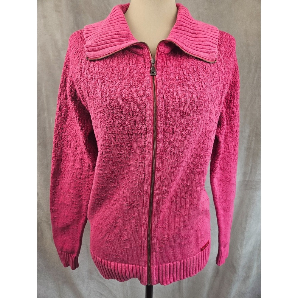 Blue Willi's Y2K era Scandinavian design Danish Cotton Zip Cardigan Fuchsia M
